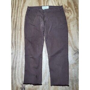 Frank and Eileen Chino Pant Women 10 Raw Hem Wicklow Zip Cotton @G8